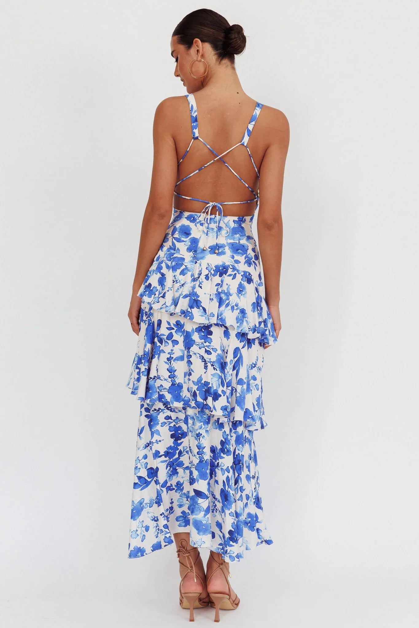 Princess Maxi Dress -White/Blue 0245 - G13