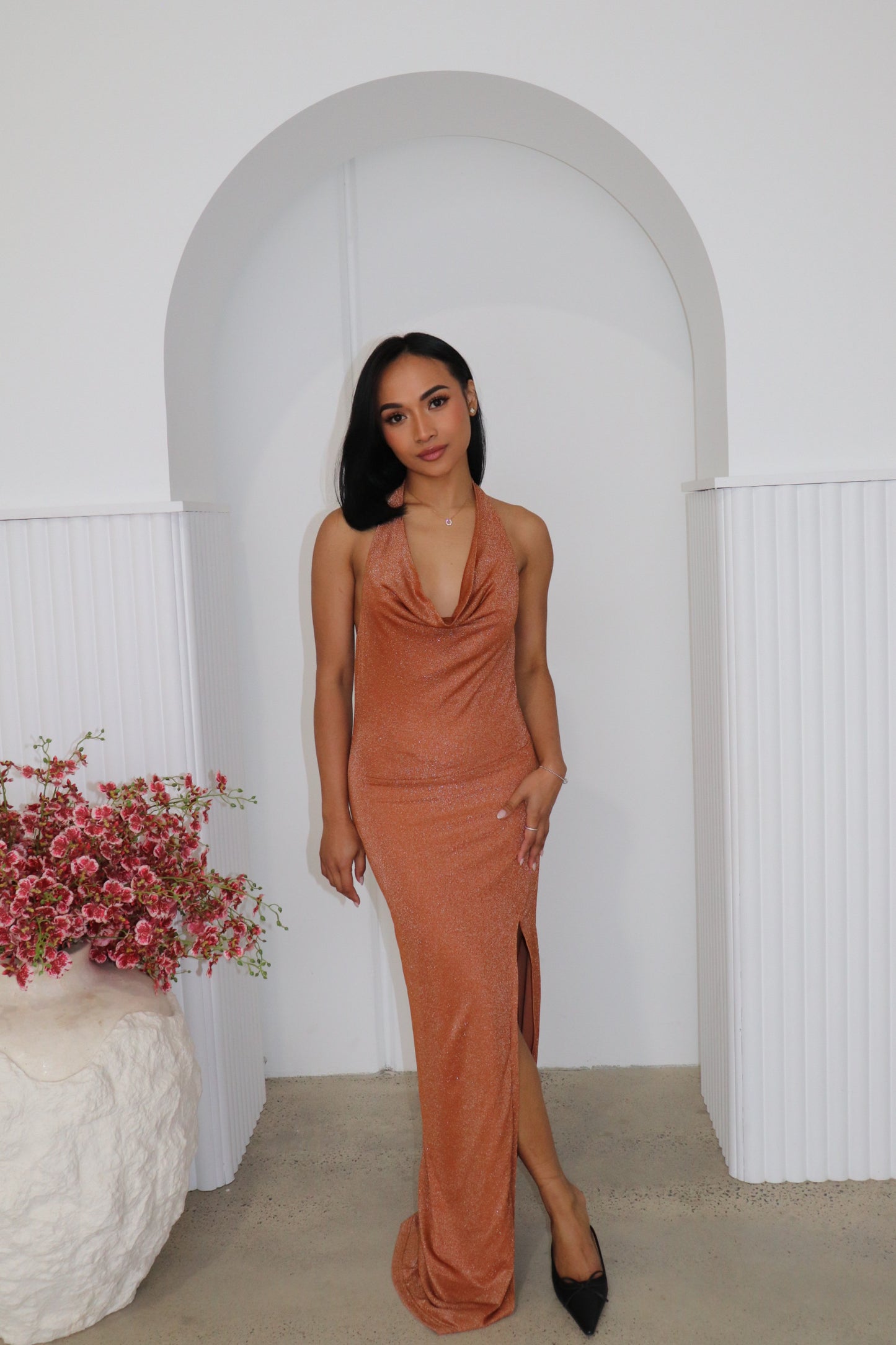 Belle Sparkle Maxi Dress -Burnt Orange 1273 image 1