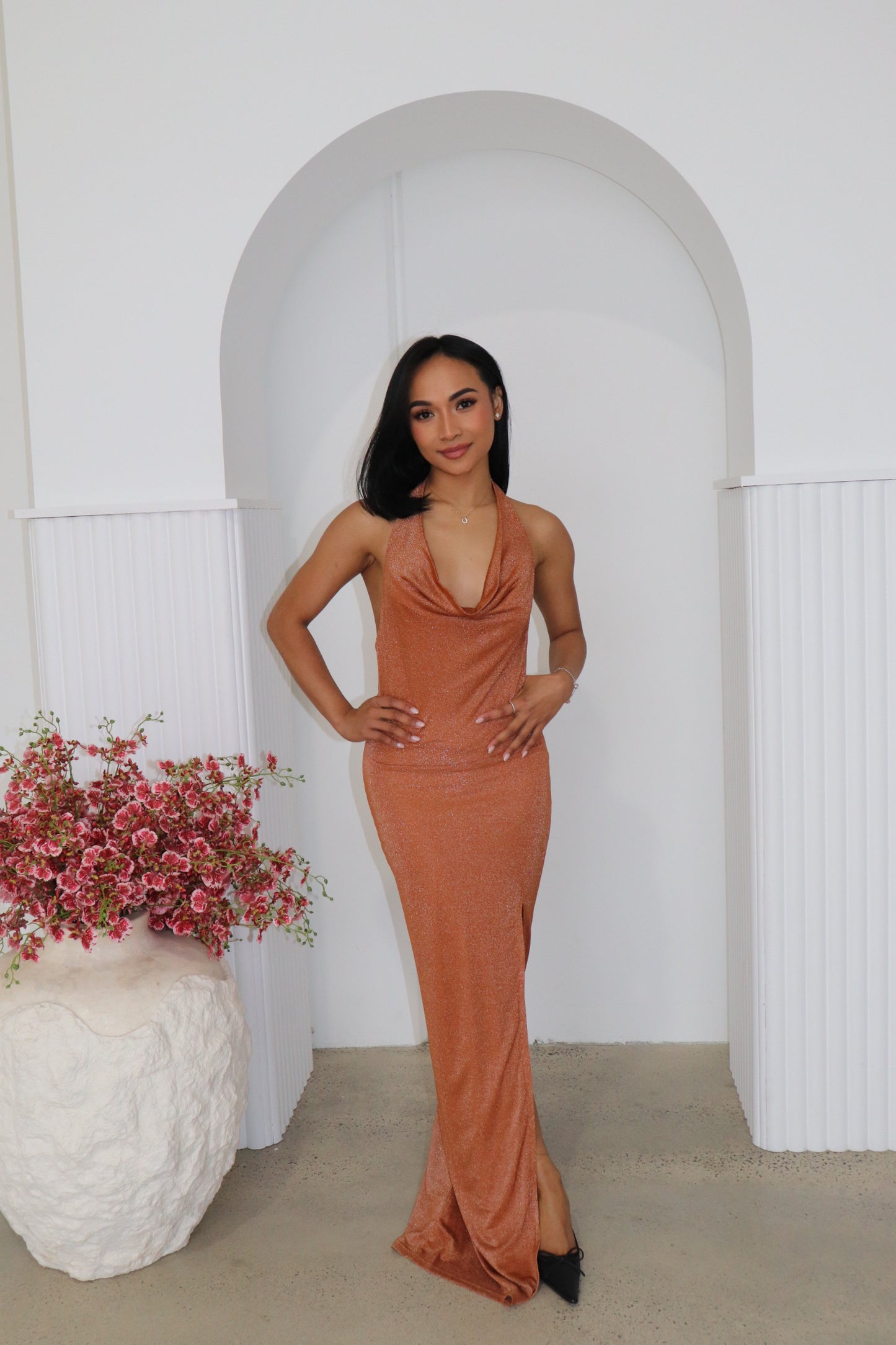 Belle Sparkle Maxi Dress -Burnt Orange 1273 image 0