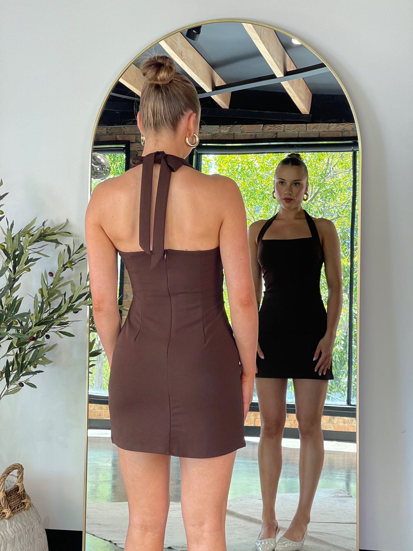 Penelope Mini Dress Brown - 130037