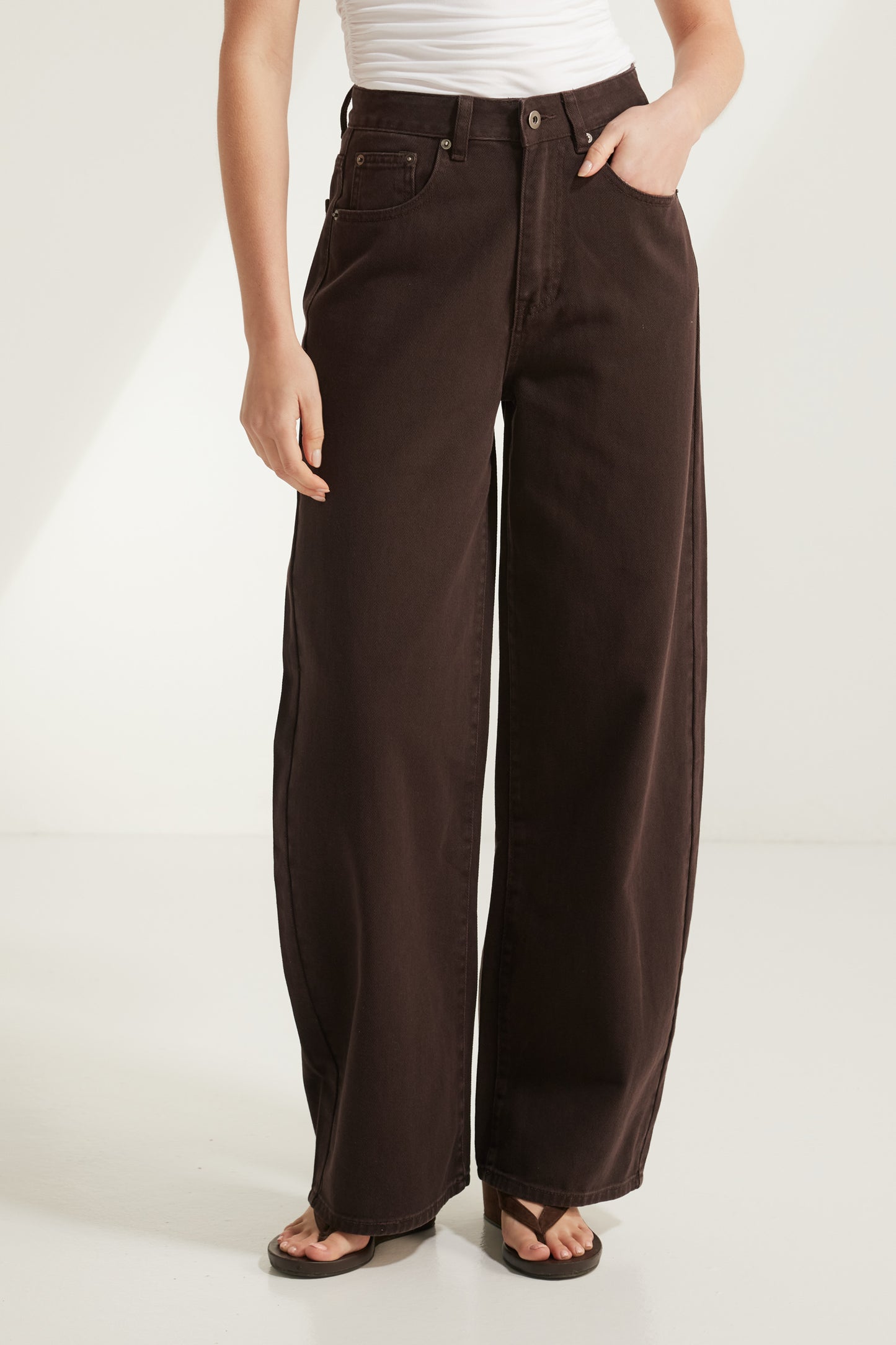 Sunday Balloon Denim Jeans Brown - 3619