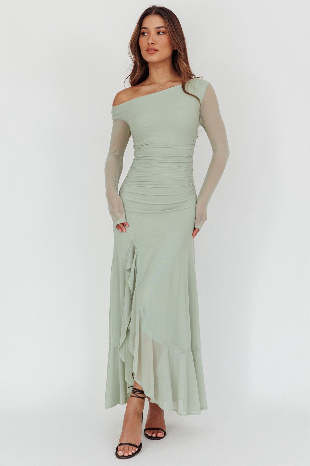 Alexia Long Sleeve Maxi Dress Sage - 64586