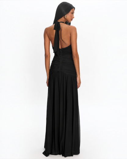 Vienna Halter Maxi Dress Black - 0530