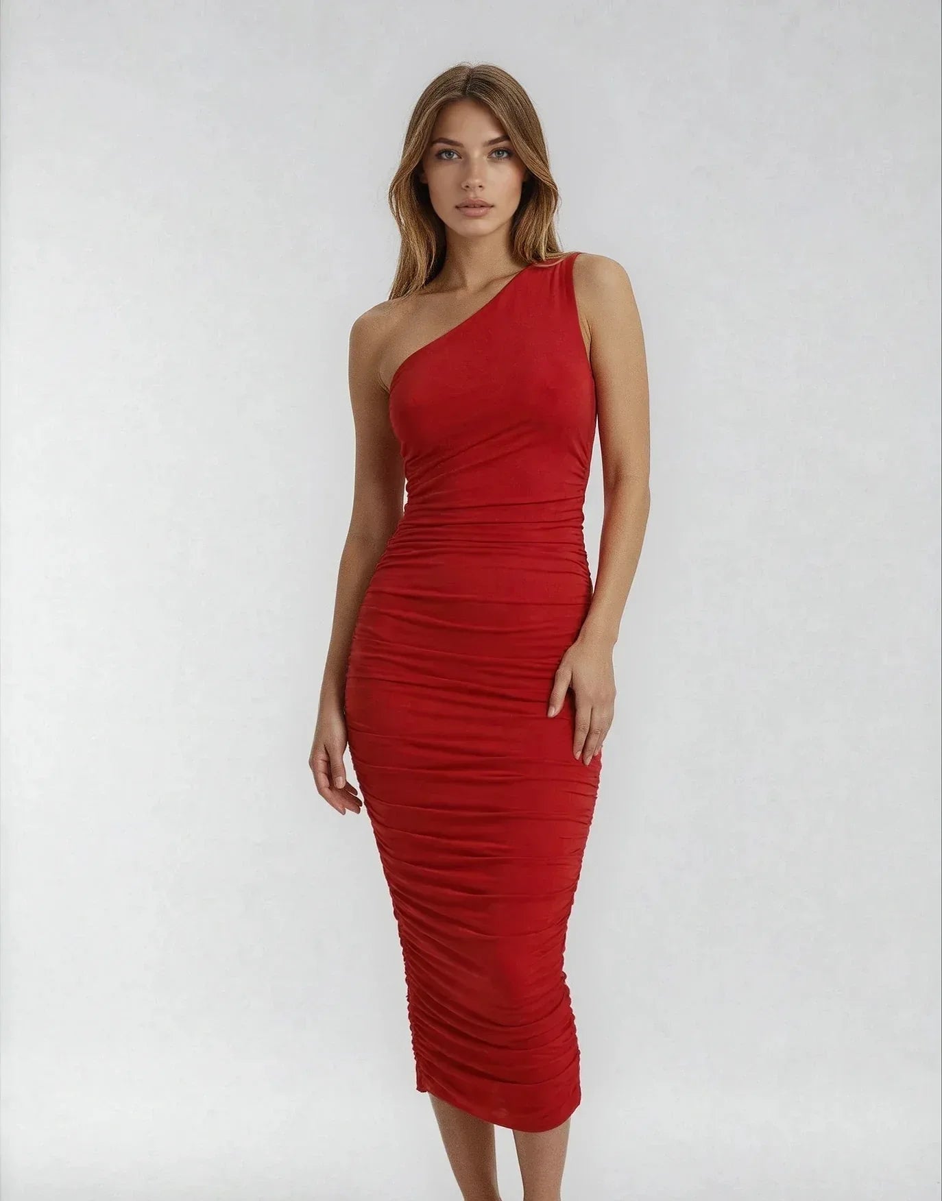 One Shoulder Wonder Dress Red - 1155 - G13