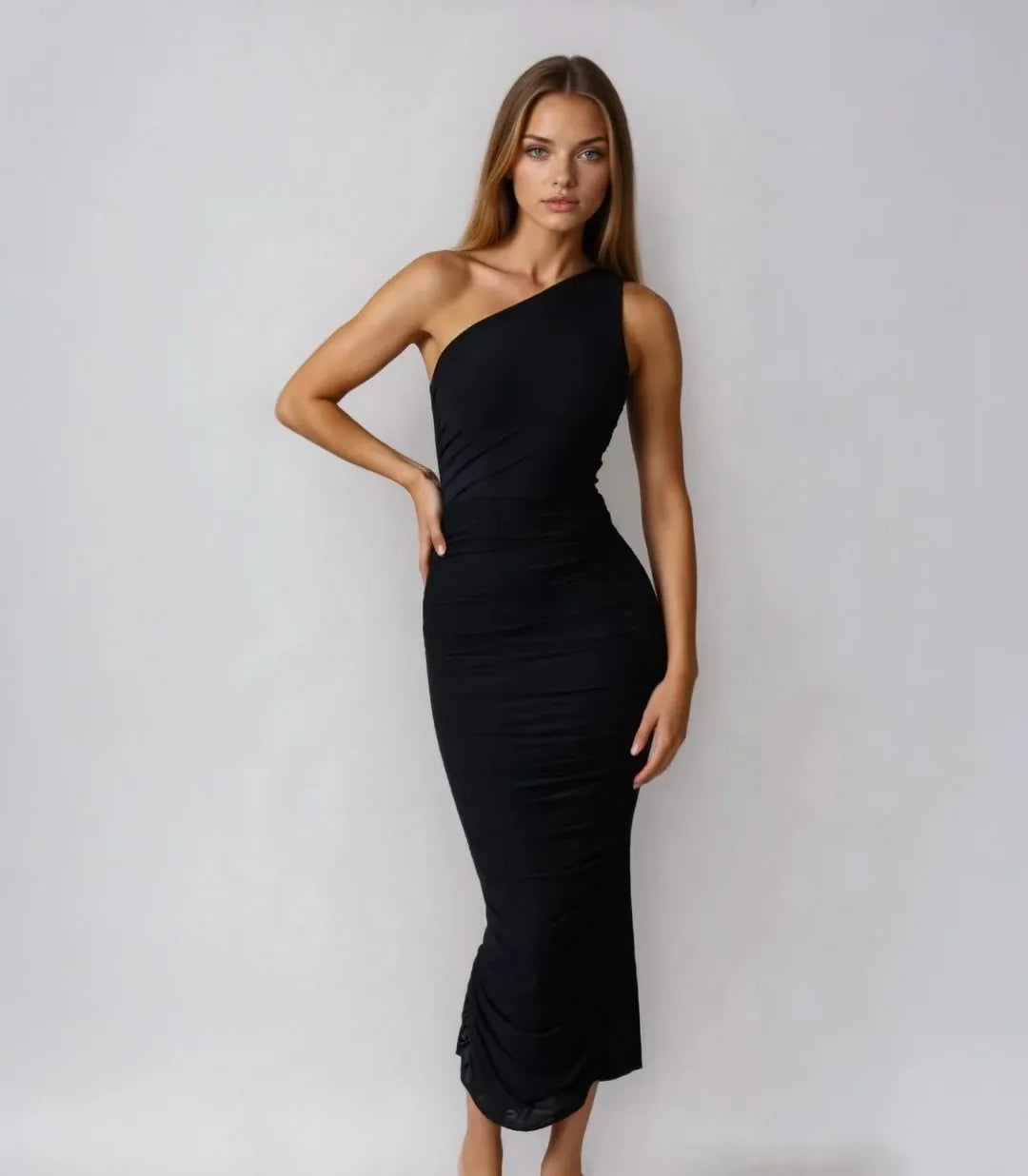 One Shoulder Wonder Dress Black - 1155 - G13
