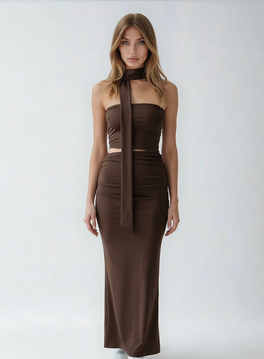 Sibel Maxi Dress Brown - 12295