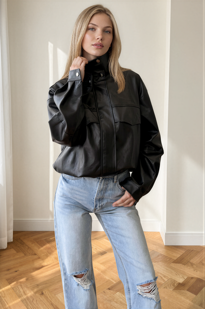 Stevie Faux Leather Jacket Black - 33715