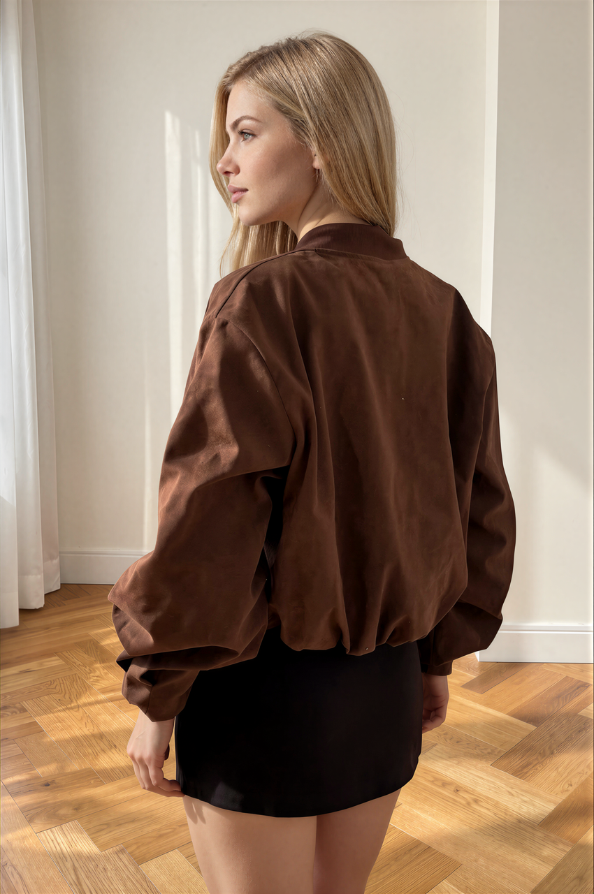 Clarissa Bomber Jacket Dark Brown - 83793