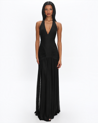 Vienna Halter Maxi Dress Black - 0530