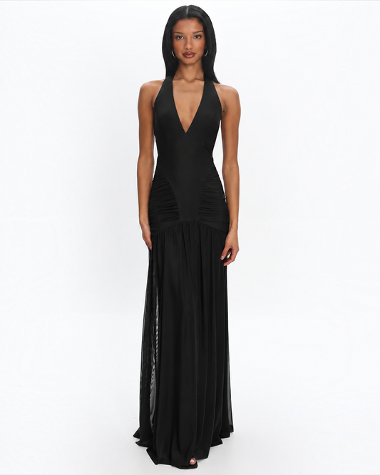 Vienna Halter Maxi Dress Black - 0530