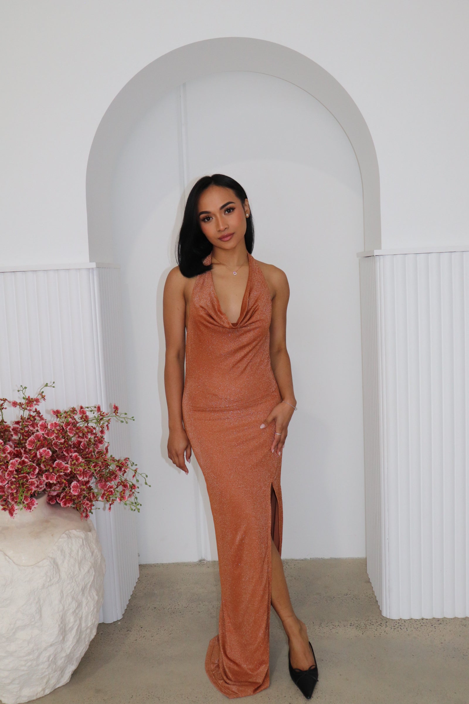 Belle Sparkle Maxi Dress -Burnt Orange 1273 image 1