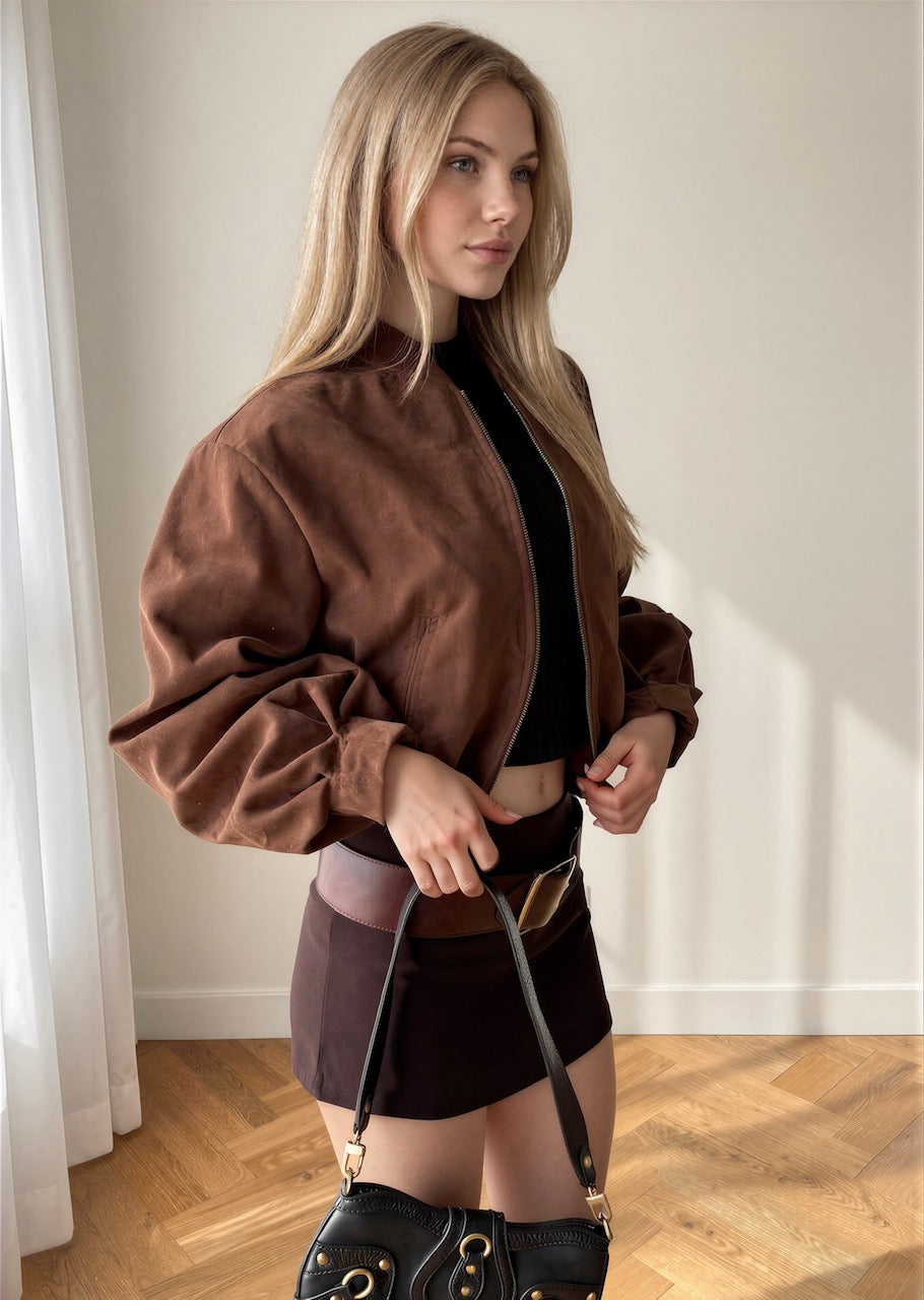 Clarissa Bomber Jacket Dark Brown - 83793
