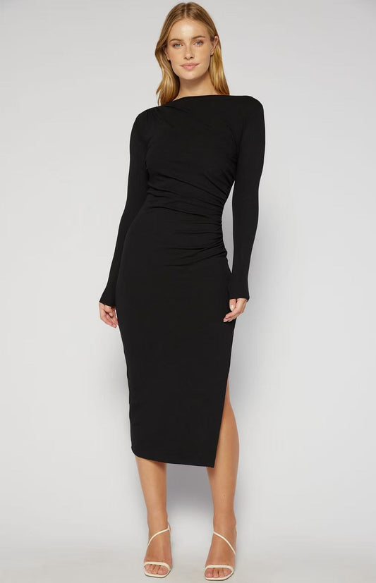 Cleo Long Sleeve Midi Dress Black - 1550
