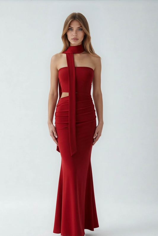 Sibel Maxi Dress Red - 12295
