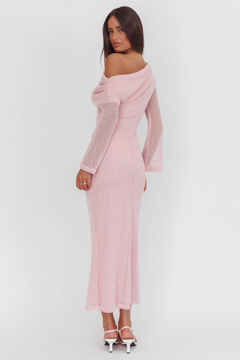 Gia Long Sleeve Maxi Dress Pink - 6405