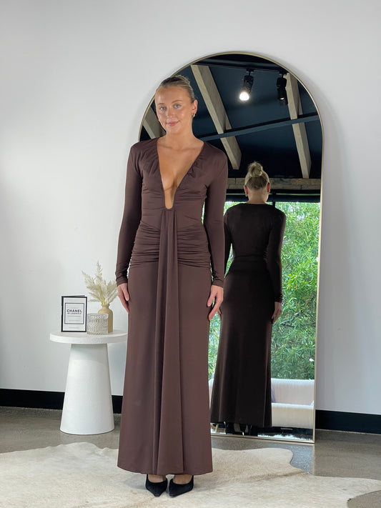 Roseta Maxi Dress Brown - 130811