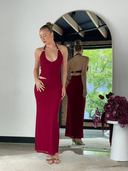 Tania Maxi Dress Wine - 2243