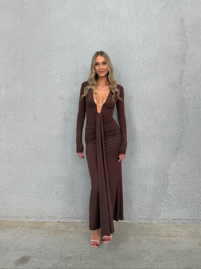 Roseta Maxi Dress Brown - 130811
