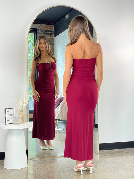 Maddison Maxi Dress Wine - 12859