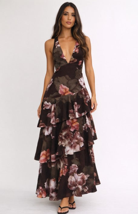 Princess Maxi Dress Brown- 0245