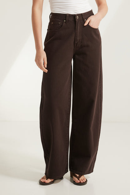 Sunday Balloon Denim Jeans Brown - 3619