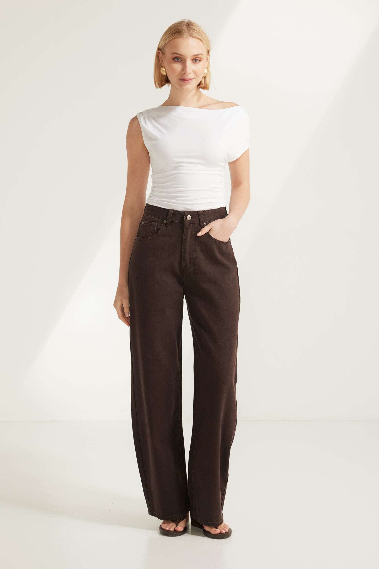 Sunday Balloon Denim Jeans Brown - 3619