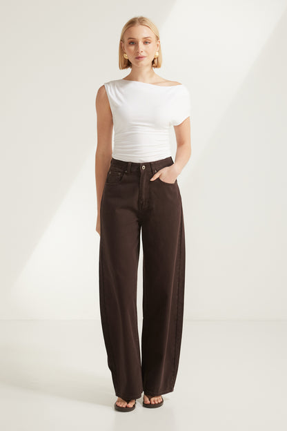 Sunday Balloon Denim Jeans Brown - 3619