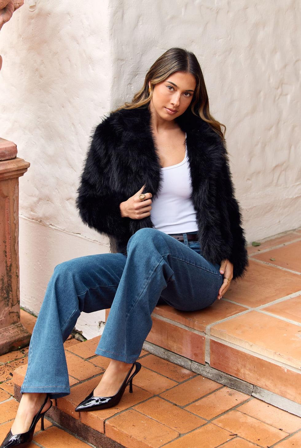 Jodi Black Fur Jacket -0025